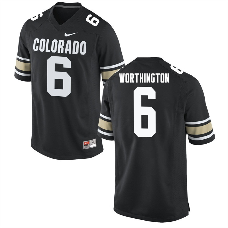 Men #6 Evan Worthington Colorado Buffaloes College Football Jerseys Sale-Home Black - Click Image to Close